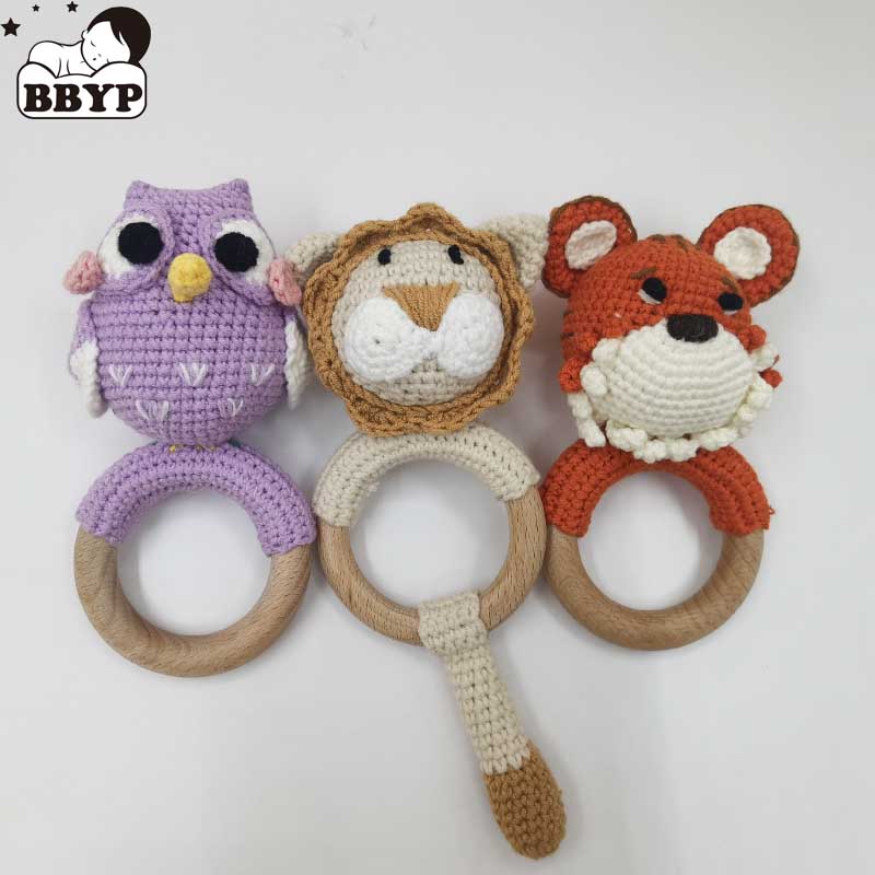 Baby Products Rabbit - 1PC Rabbit Tiger Lion Crochet Rattle